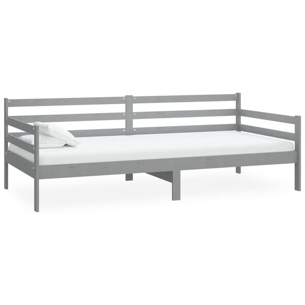 vidaXL Sof&aacute;-cama 90x200 cm madeira de pinho maci&ccedil;a cinzento