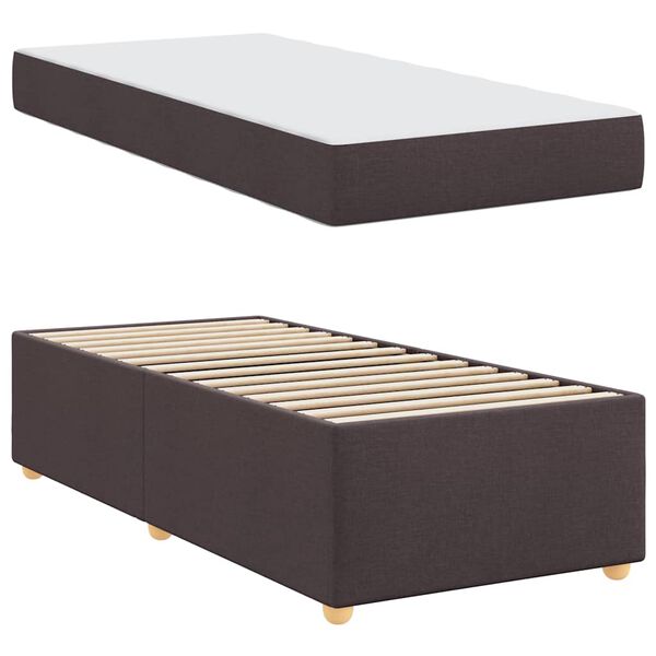 vidaXL Estrutura da Cama com colch&atilde;o Marrom Escuro 90 x 200 cm tecido