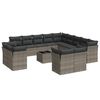 vidaXL 14 pcs conjunto sof&aacute;s p/ jardim c/ almofad&otilde;es vime PE cinzento