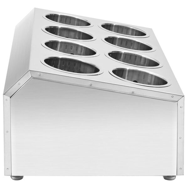 vidaXL Porta-talheres 8 escorredores retangular a&ccedil;o inoxid&aacute;vel