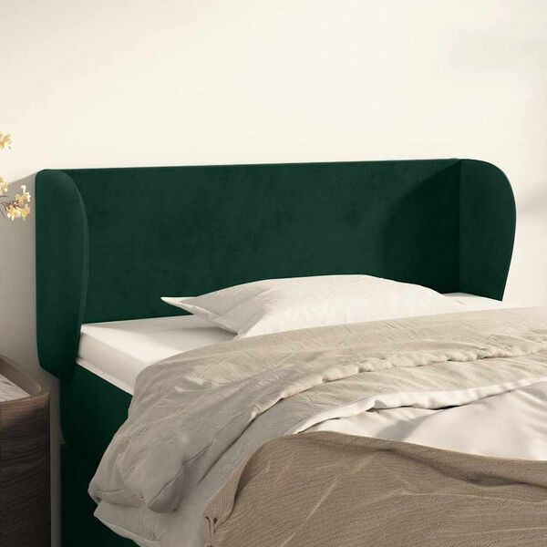vidaXL Cabeceira de cama c/ abas veludo 83x23x78/88cm verde-escuro