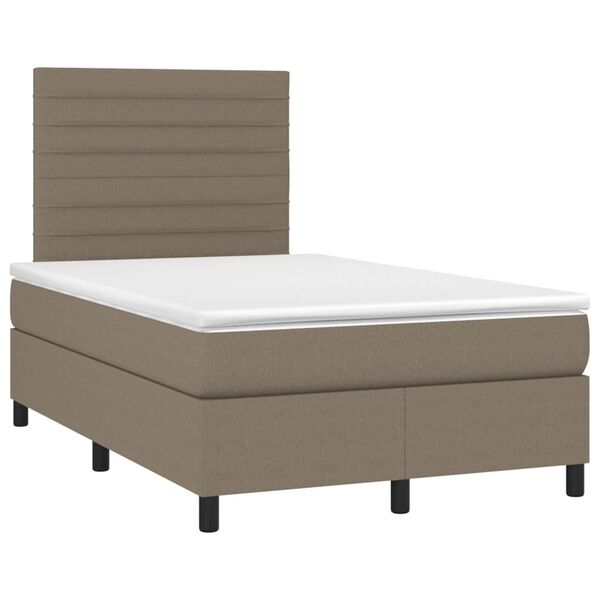 vidaXL Cama box spring colch&atilde;o/LED 120x190cm tecido cinza-acastanhado