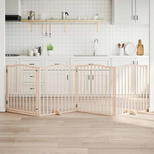 vidaXL Port&atilde;o para c&atilde;es com porta dobr&aacute;vel 4 pain&eacute;is 320 cm &aacute;lamo