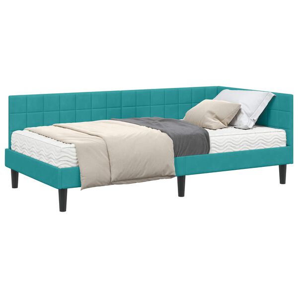 vidaXL Estrutura de Cama de Canto com Colch&atilde;o Turquesa 90 x 190 cm