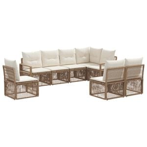 vidaXL Conjunto de Sof&aacute; de Jardim 8 pcs Bege vime PE