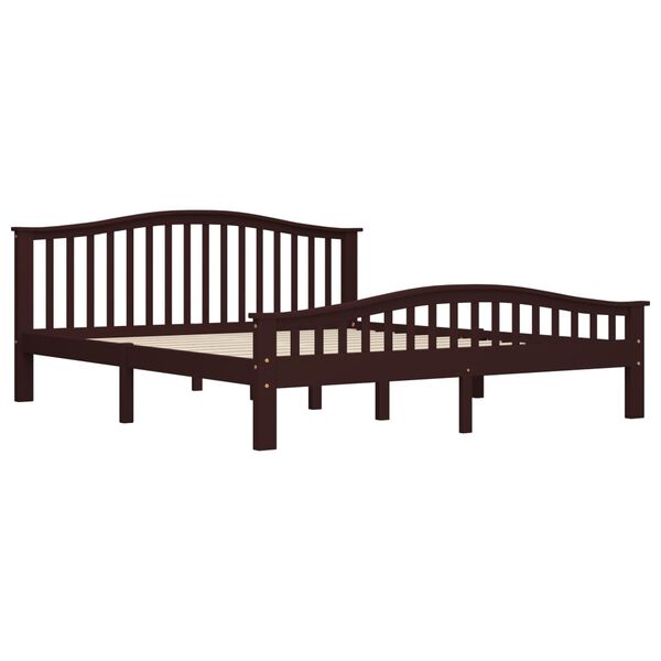 vidaXL Estrutura de cama 180x200 cm pinho maci&ccedil;o castanho-escuro