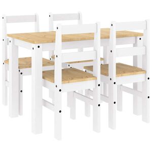 vidaXL 5 pcs conjunto de jantar PANAMA madeira pinho maci&ccedil;a branco