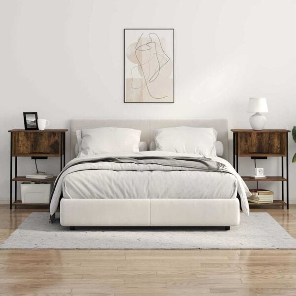 vidaXL Arm&aacute;rio de Cabeceira Carvalho Defumado 55 x 31 x 76 cm