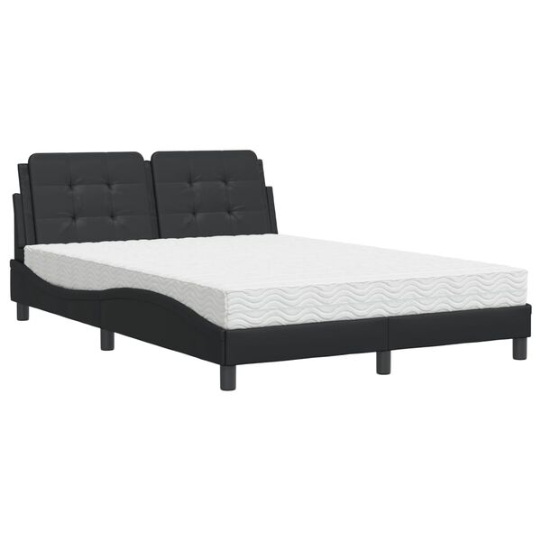 vidaXL Estrutura de cama sem colch&atilde;o Zadar 140x190 cm couro artificial preto