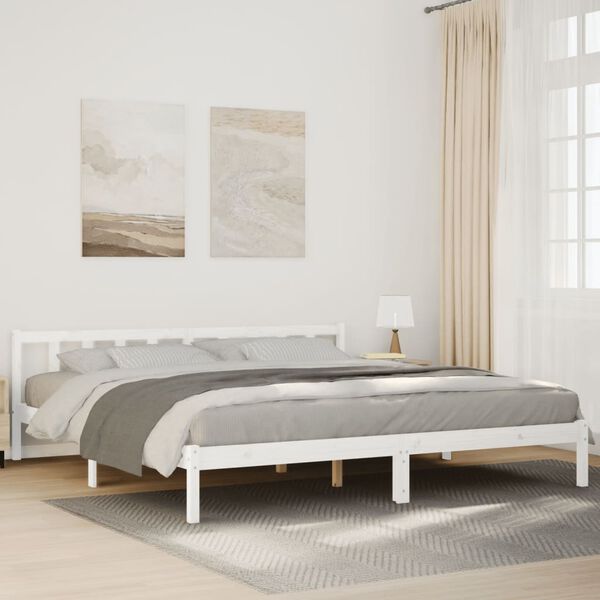 vidaXL Cama extra longa sem colchão 200x220 cm pinho maciço branco