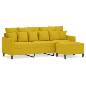 vidaXL Sof&aacute; de 3 lugares com apoio de p&eacute;s 180 cm veludo amarelo