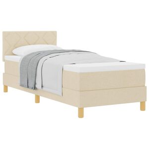 vidaXL Cama Box com colch&atilde;o com cabeceira Creme 80 x 200 cm tecido