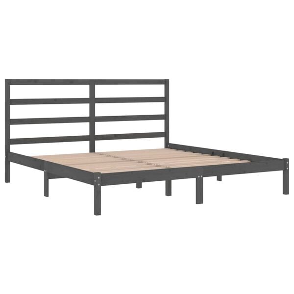 vidaXL Estrutura de cama 200x200 cm pinho maciço cinzento