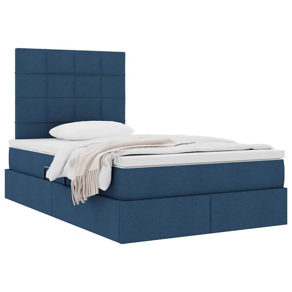 vidaXL Cama com arruma&ccedil;&atilde;o e colch&atilde;o Azul 120 x 200 cm Poli&eacute;ster