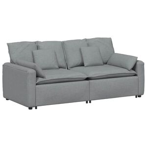 vidaXL Sof&aacute; modular com almofadas cinzento-claro