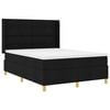 vidaXL Cama Box com fitas LED com cabeceira Preto 140 x 190 cm tecido