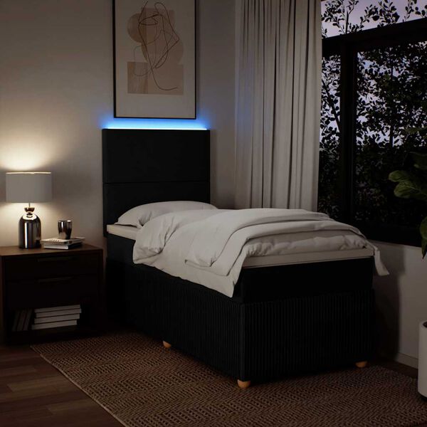 vidaXL Cama com molas/colch&atilde;o 100x200 cm tecido preto