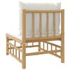 vidaXL Sofá de centro de jardim bambu com almofadões branco nata