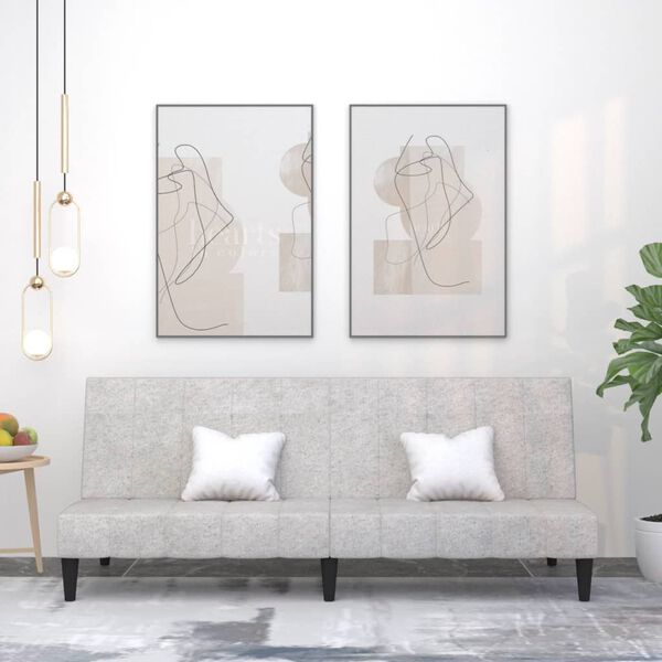 vidaXL Sof&aacute;-cama de 2 lugares tecido microfibra cinzento-claro