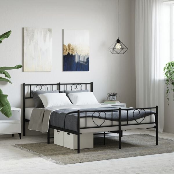 vidaXL Estrutura de cama sem colch&atilde;o com p&eacute;s 160x200 cm preto