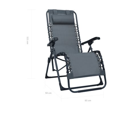 vidaXL Cadeira de pátio dobrável textilene cinzento