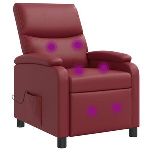 vidaXL Recliner de Massagem Vinho Vermelho Couro Sint&eacute;tico