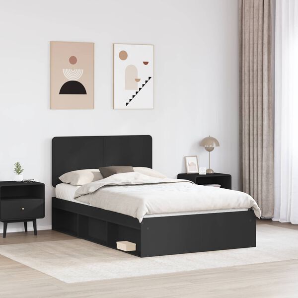 vidaXL Estrutura da Cama Preto 135 x 190 cm Madeira de Pinheiro S&oacute;lida