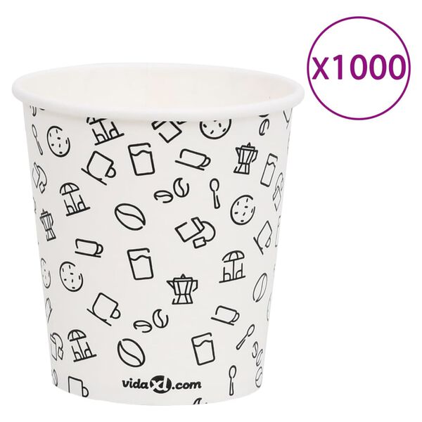 vidaXL Copos de caf&eacute; papel 200 ml 1000 pcs branco e preto