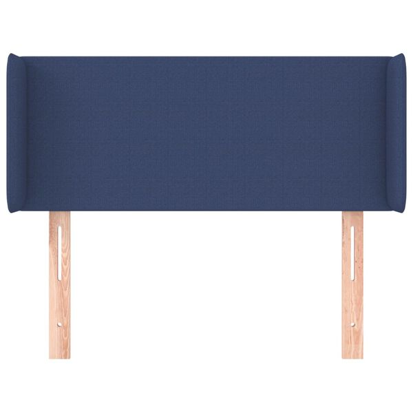 vidaXL Cabeceira de cama c/ abas tecido 83x16x78/88 cm azul