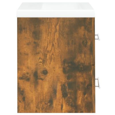 vidaXL Armário c/ lavatório embutido derivados madeira carvalho fumado