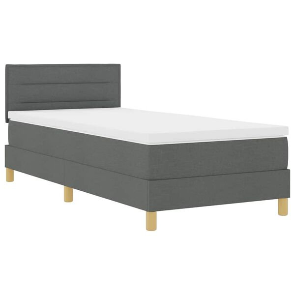 vidaXL Cama Box com colch&atilde;o Cinza Escuro 90 x 200 cm tecido