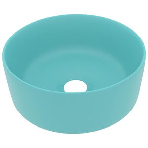 vidaXL Lavat&oacute;rio luxuoso redondo 40x15 cm cer&acirc;mica verde-claro mate