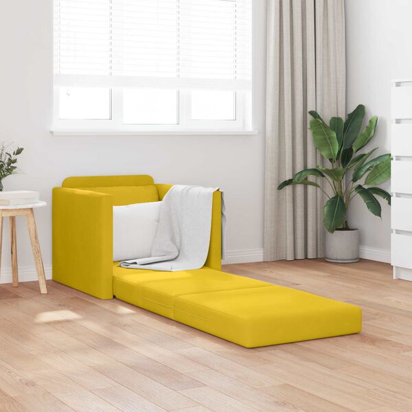 vidaXL Sof&aacute;-Cama 60cm Amarelo Escuro Veludo