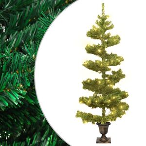 vidaXL &Aacute;rvore de Natal rotativa pr&eacute;-iluminada + vaso PVC 120 cm verde