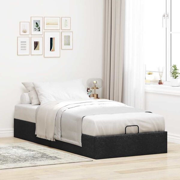 vidaXL Estrutura de cama otomana sem colchão 80x200 cm tecido preto
