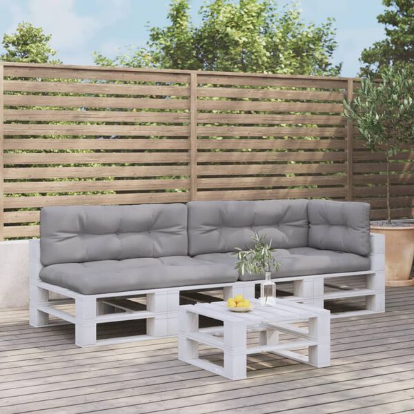 vidaXL Almofad&otilde;es p/ m&oacute;veis de paletes 5 pcs tecido cinza