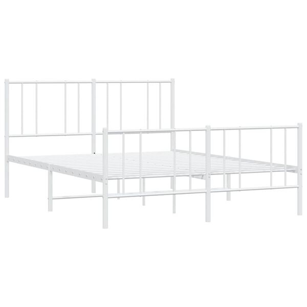vidaXL Estrutura de cama com cabeceira e p&eacute;s 160x200 cm metal branco