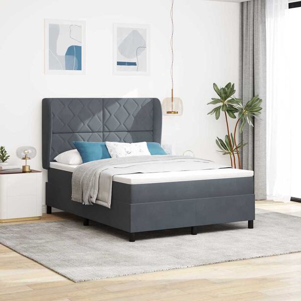 vidaXL Cama Box com colch&atilde;o Cinza Escuro 200 x 140 cm Poli&eacute;ster