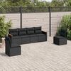 vidaXL 6 pcs conjunto sof&aacute;s de jardim c/ almofad&otilde;es vime PE preto