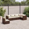 vidaXL 6 pcs conj. lounge jardim c/ almofadões 6 pcs vime PE castanho