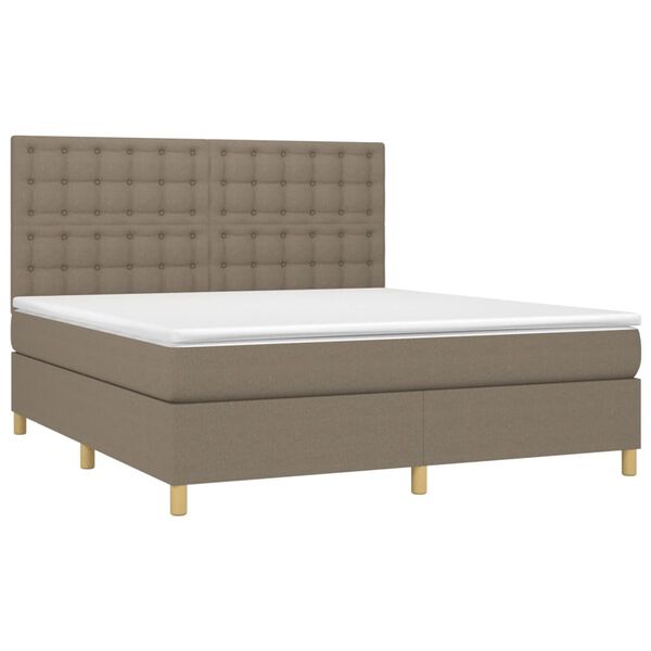 vidaXL Cama box spring colch&atilde;o/LED 160x200 cm tecido cinza-acastanhado