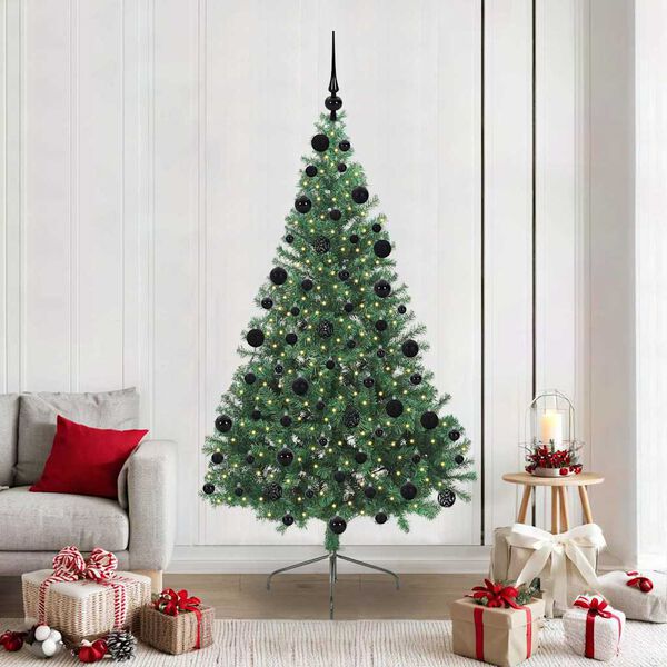 vidaXL &Aacute;rvore de Natal Artificial Pr&eacute;-iluminada Verde 210 cm PVC