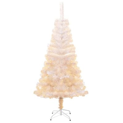 vidaXL Árvore Natal artificial + pontas iridescentes 150 cm PVC branco