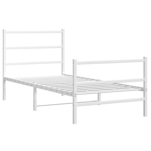 vidaXL Estrutura de cama com cabeceira e p&eacute;s 90x200 cm metal branco