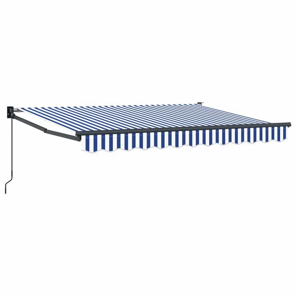 vidaXL Toldo Retr&aacute;til Manual Azul e Branco 2,5 x 2 m