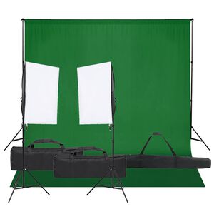 vidaXL Kit de est&uacute;dio fotogr&aacute;fico com conjunto de ilumina&ccedil;&atilde;o e fundo