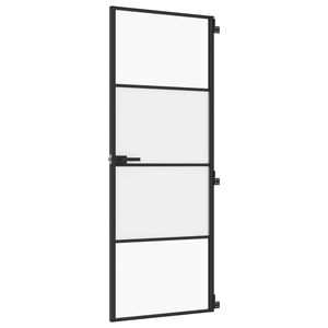 vidaXL Porta interior 76x201,5 cm vidro temperado e alum&iacute;nio preto