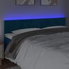 vidaXL Cabeceira de cama c/ luzes LED veludo 160x5x78/88cm azul-escuro