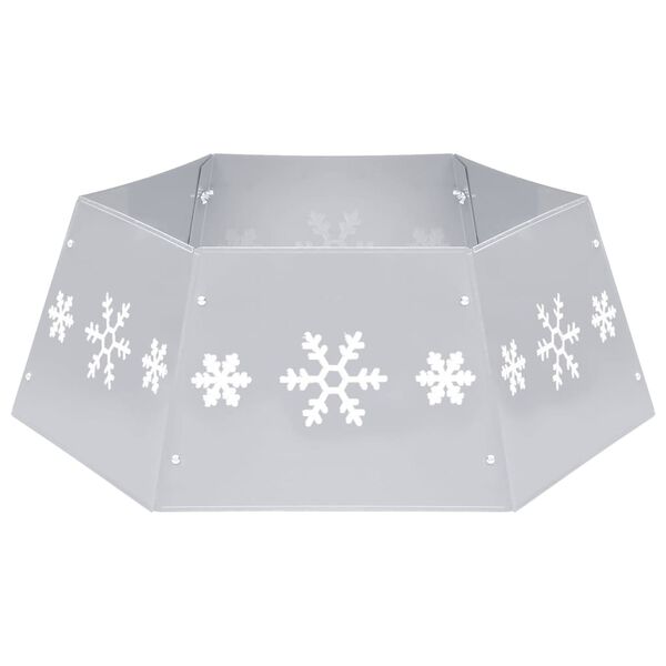 vidaXL Saia para árvore de Natal Ø68x25 cm prateado e branco
