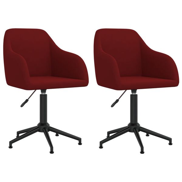 vidaXL Cadeiras de jantar girat&oacute;rias 2 pcs veludo vermelho tinto